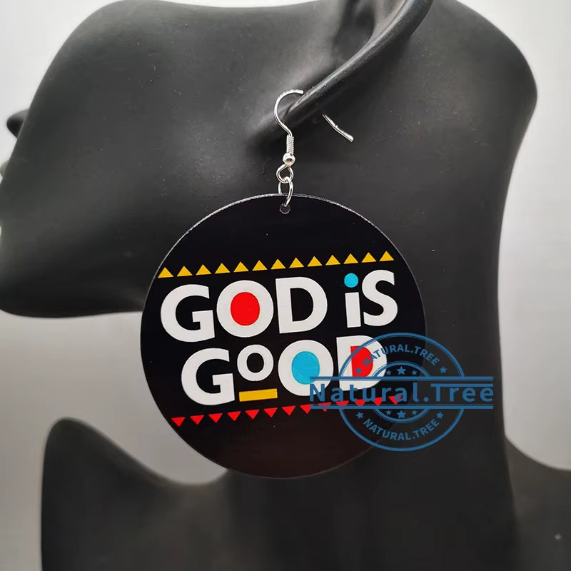 God Is Good Wooden Earrings
